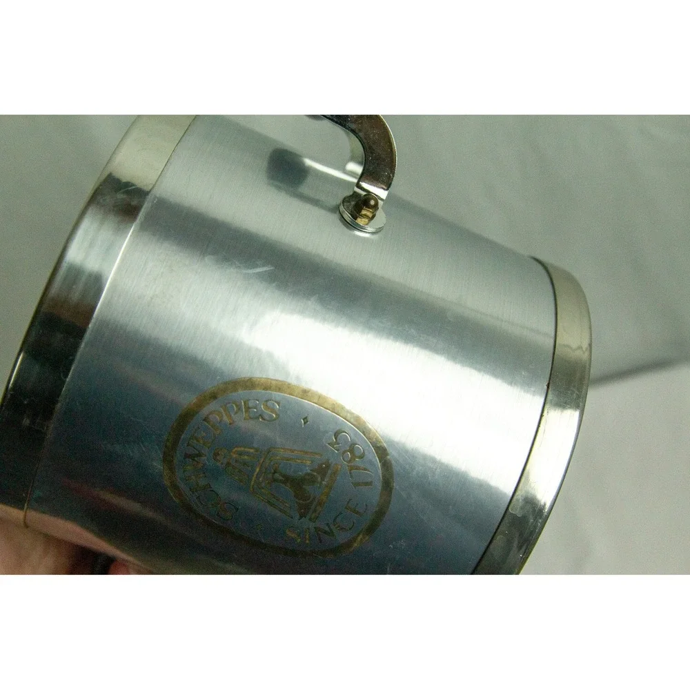 Vintage Kraftware NYC Schweppes Insulated Ice Bucket Aluminum Gold Tone Barware
